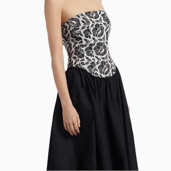 NWT Toccin Melody Floral Cotton Corset Midi-Dress - Picture 10 of 15